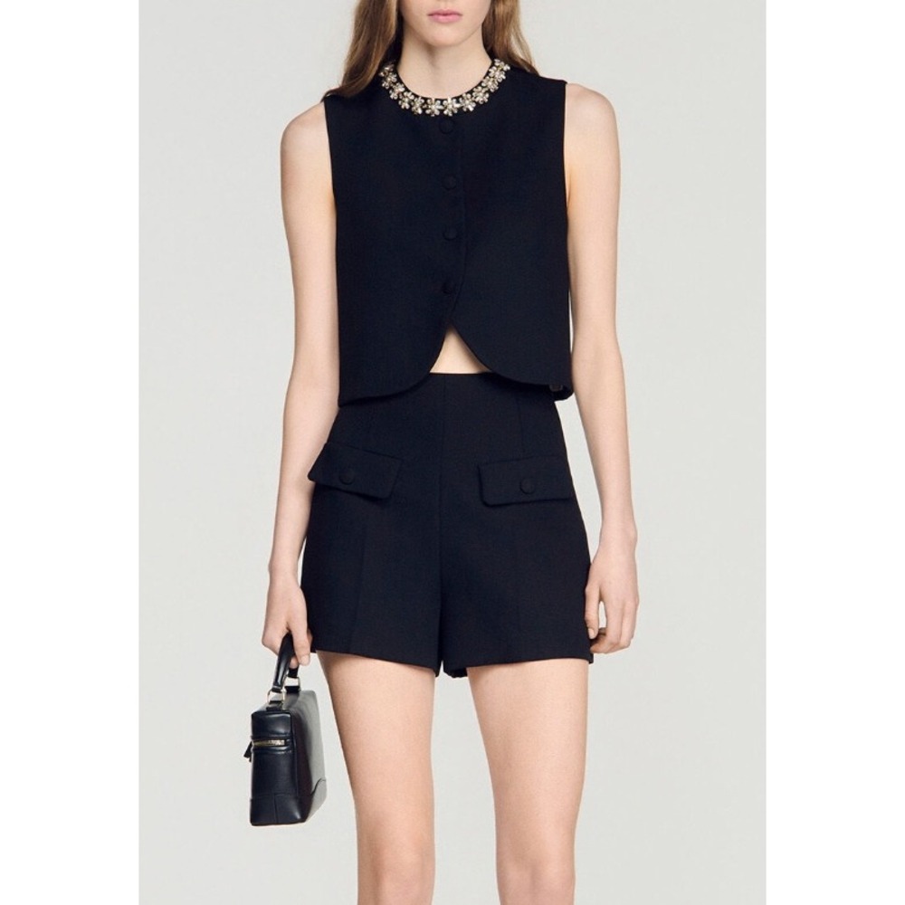 SANDRO Paris High Waisted Wool Shorts | SZ 40 EU Large US